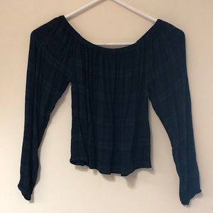 Plaid off the shoulder hollister top